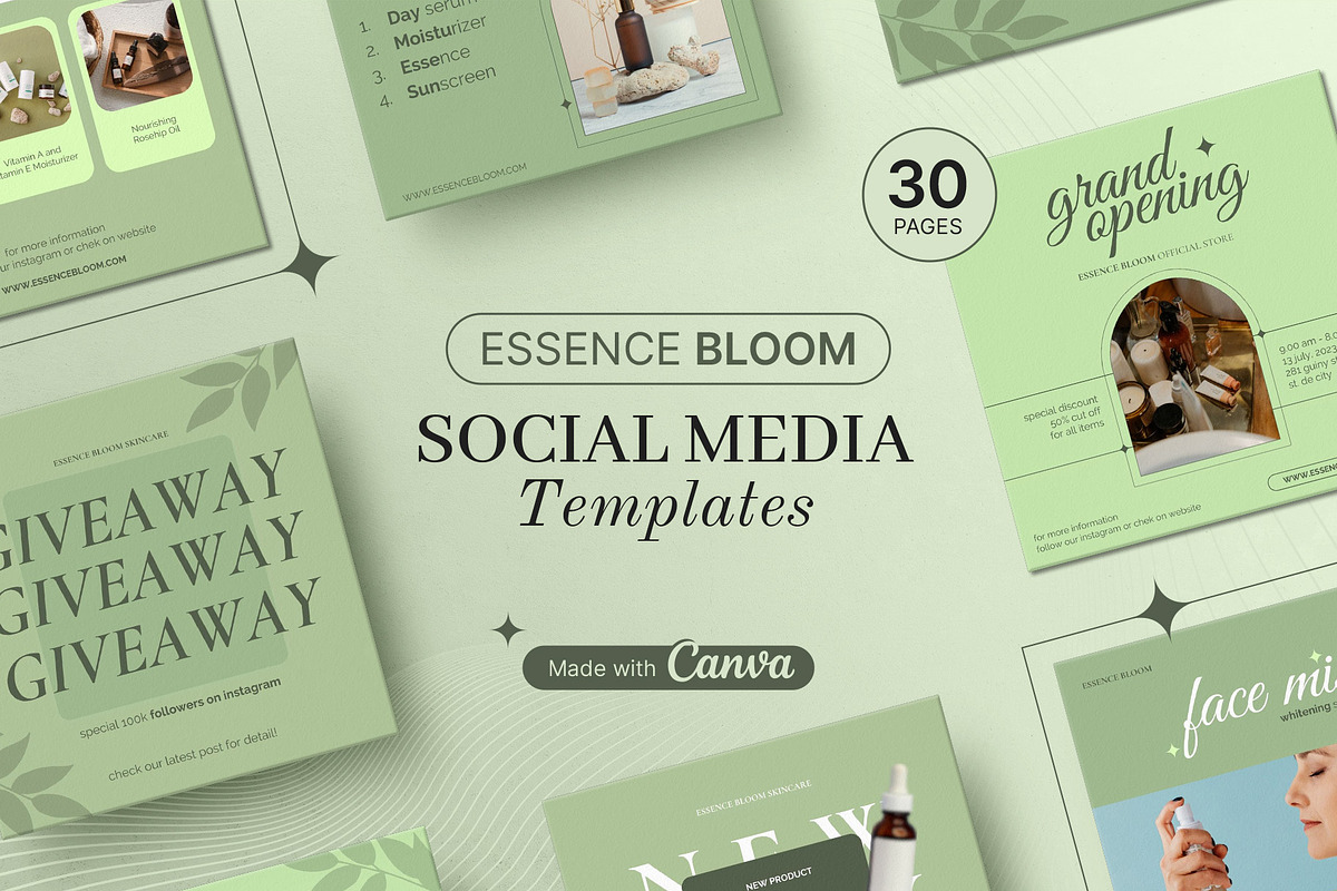 Bloom | Skincare Canva Template, a Social Media Template by prajapixels (Photo 1 of 6)