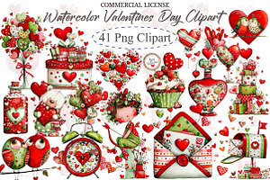 Watercolor Valentine's Day Clipart, an Illustration by designcity5
