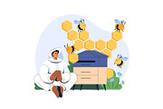 Apiarists gather honey. Beekeeping, a Person Illustration by PaperTrident (Thumbnail 5 of 9)