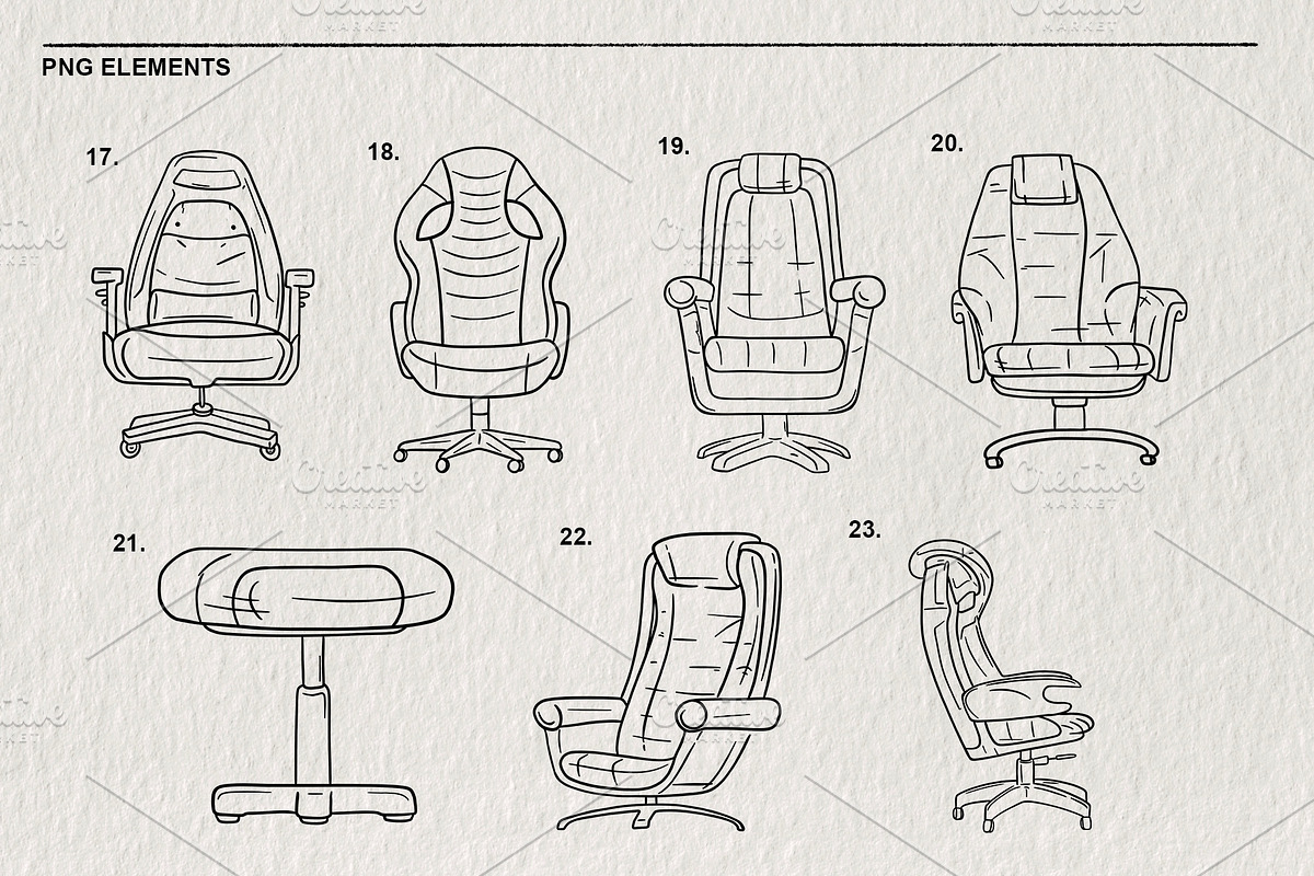 Office chair set 23 PNG, a Work Illustration by LOKSKIH (Photo 5 of 5)