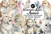 Watercolor Safari Animals Clipart, an Illustration by DreamArtGraphic (Thumbnail 1 of 8)