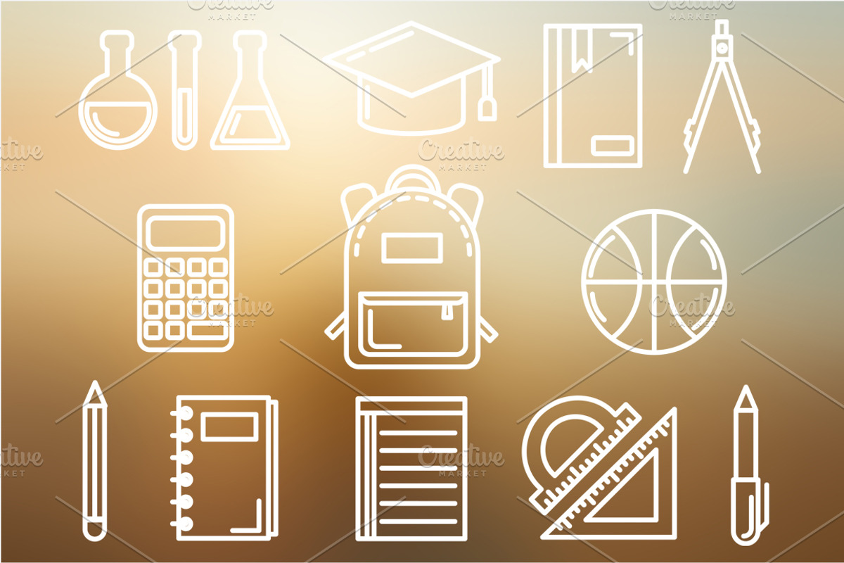 School Set Outlined & Colored, an Outline Icon by DeniseUytiepo (Photo 4 of 5)