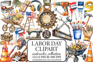 Labor Day Watercolor Clipart, an Illustration by Libby Wishes
