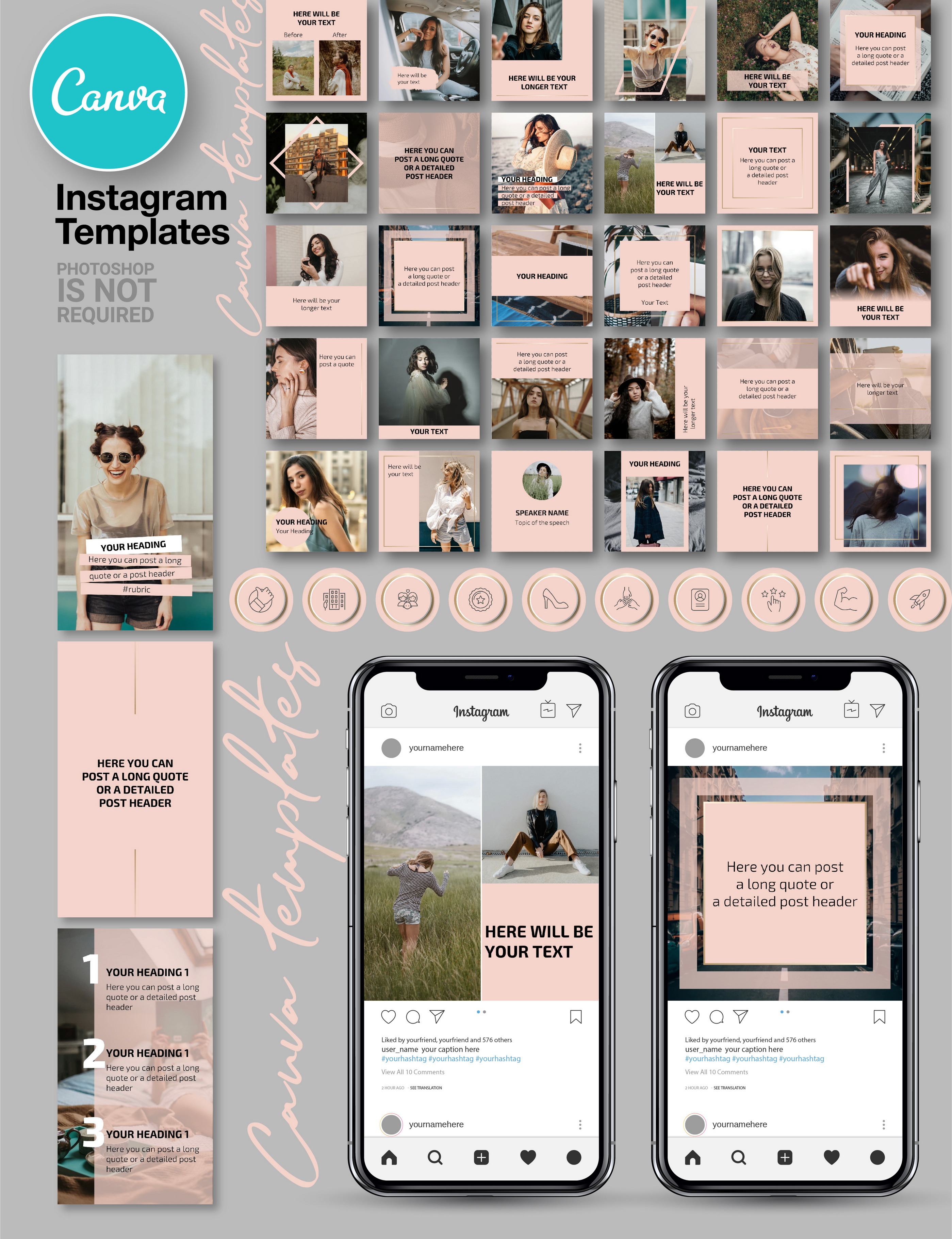 Pink CANVA Instagram Templates 25, a Social Media Template by Kopetu