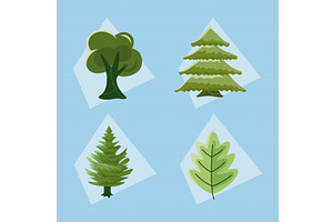 four trees nature icons, an Illustration by studiogstock