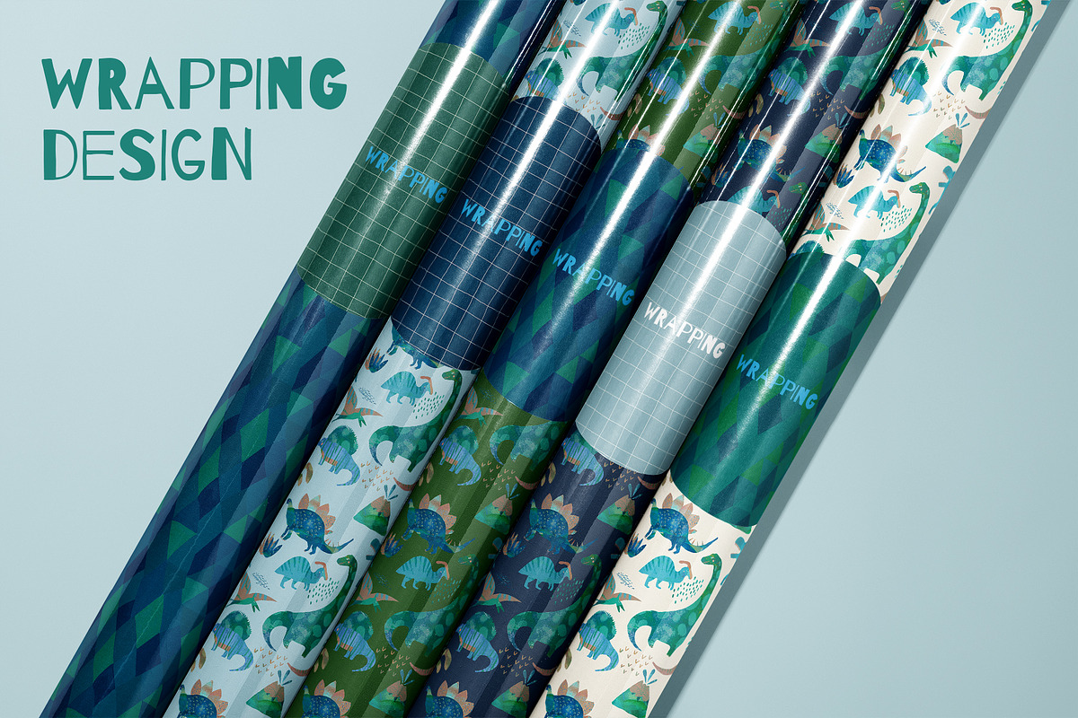 DINOSAUR watercolor pattern, a Pattern Graphic by watercolor kamill (Photo 6 of 11)
