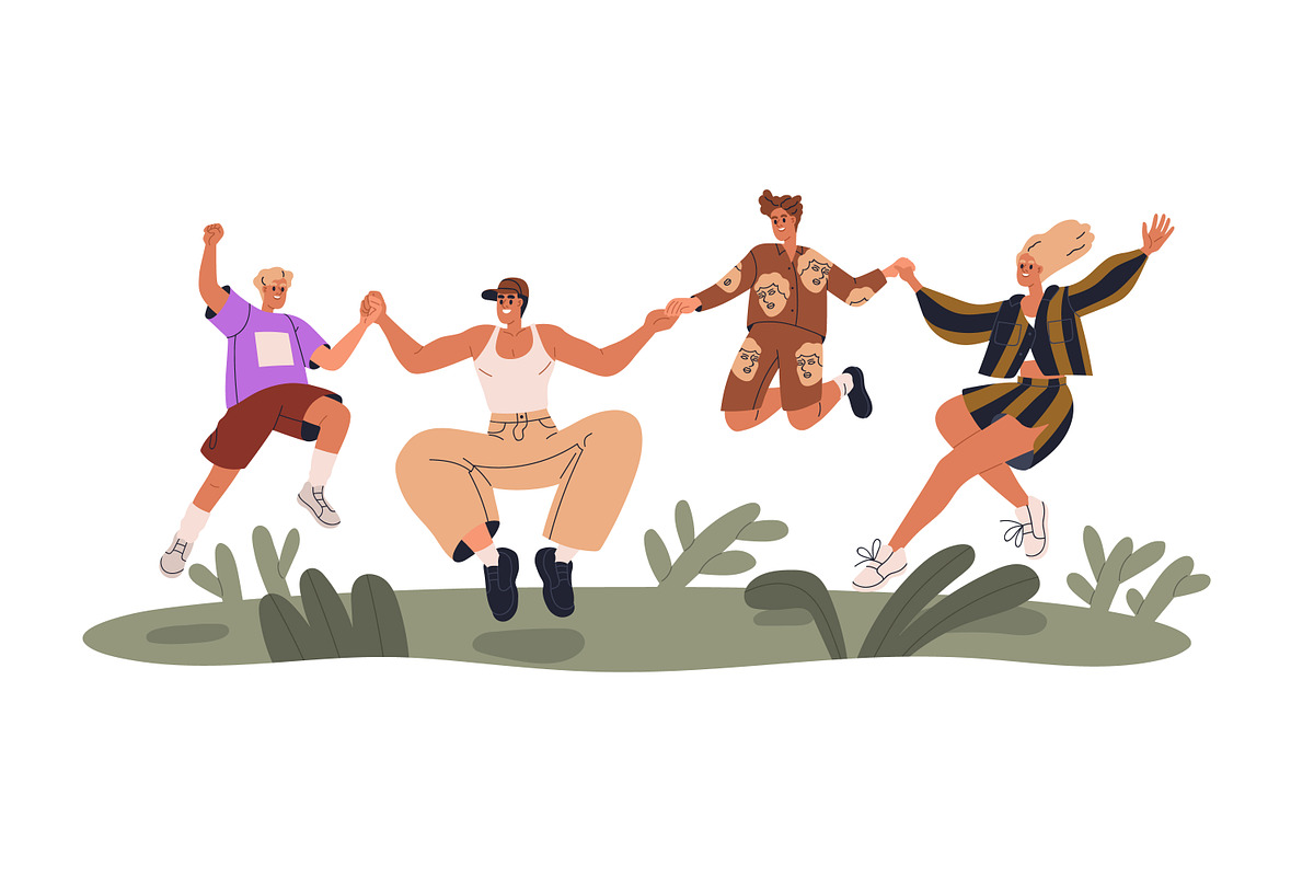 Happy families jumping with kids set, a Person Illustration by Good Studio (Photo 2 of 13)
