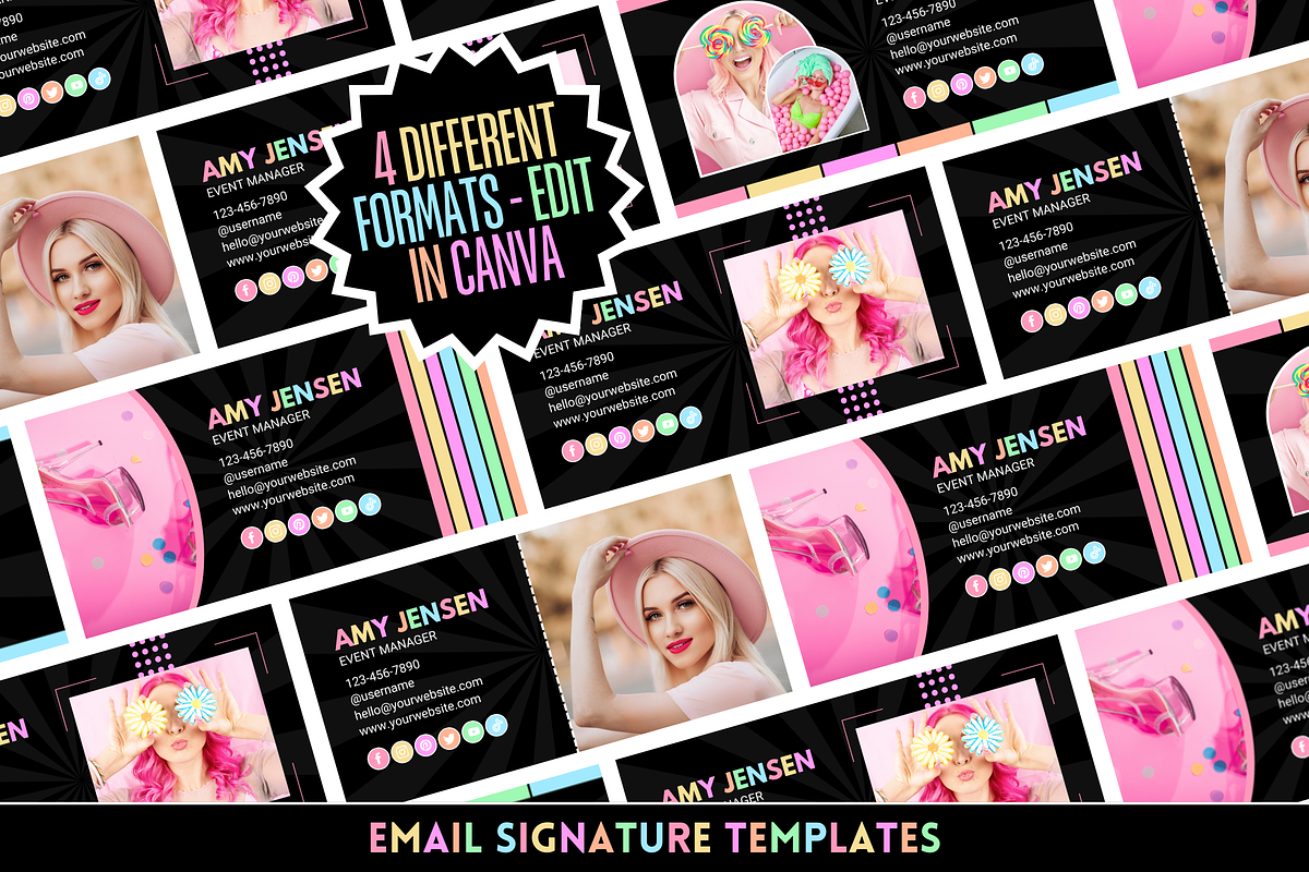 Pastel Neon Email Signature, an Email Template by SunshineStudioBoutique (Photo 1 of 8)