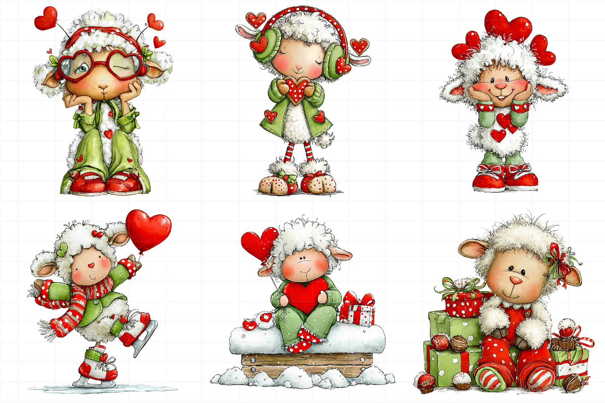 Valentines Quirky Winter Sheep Clipa, an Illustration by Daily.Designs (Photo 8 of 8)