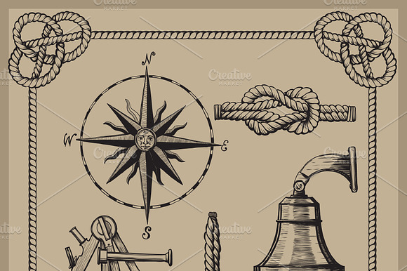 Nautical elements on vintage backgro preview 2