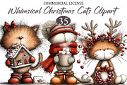 Whimsical Christmas Cats Clipart, a Seasonal Illustration by designcity5 (Thumbnail 1 of 5)