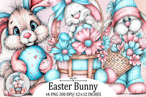 Easter Bunny Watercolor PNG Clipart, an Illustration by SVGArt