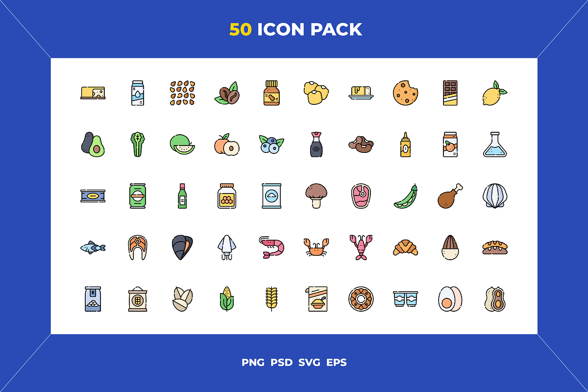 Food and drinks allergy icons, an Outline Icon by Wencory (Photo 1 of 2)