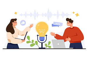 Podcast Studio Discussion Creative, a Technology Illustration by Flashvector