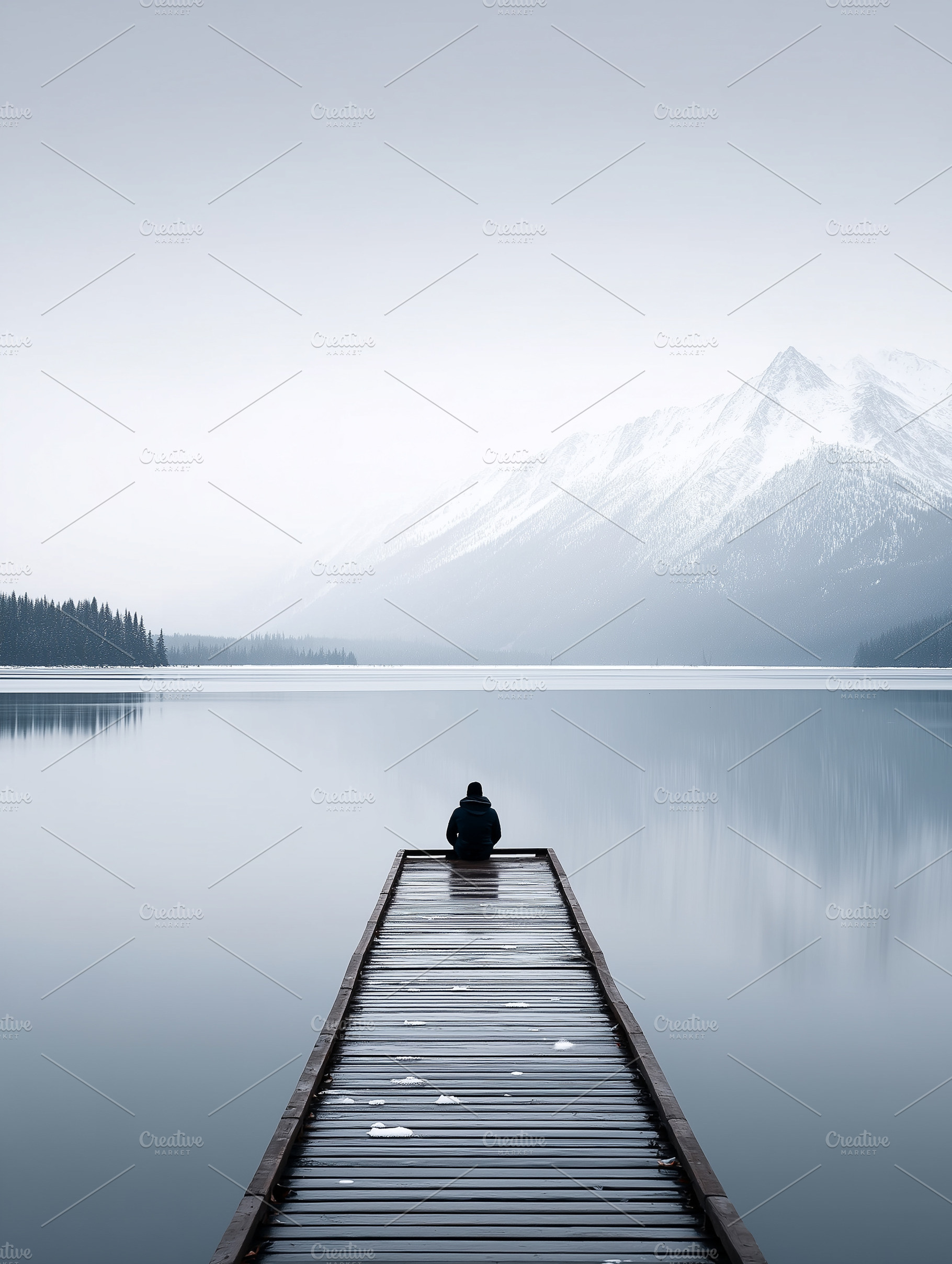 Solitary person sitting on wooden, a Nature Photo by MistyDay