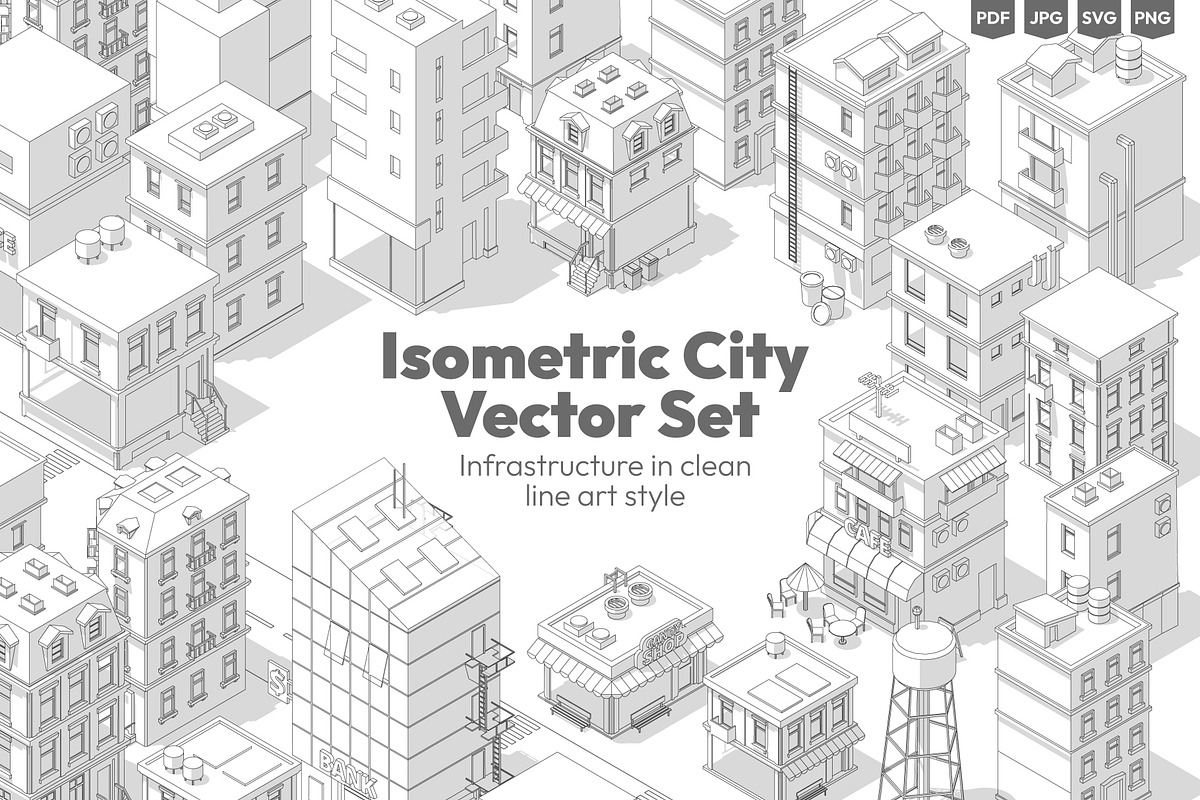 Isometric City Quarter, Vector Set, a Transportation Illustration by Ilia Design (Photo 1 of 7)