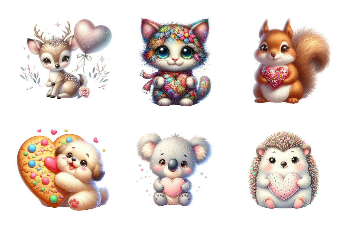 Valentine Animals Clipart PNG, an Illustration by SinaCreation (Photo 4 of 11)