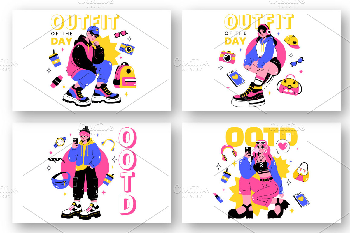 10 Outfit of the Day OOTD Vector, a Person Illustration by denayunebgt (Photo 3 of 4)