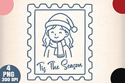 Christmas Girl Stamp PNG, an Illustration by Daily.Designs (Thumbnail 1 of 6)
