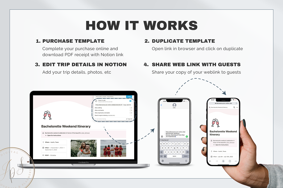 Bachelorette Itinerary in Notion, an App Template by Designs by Darowan (Photo 7 of 10)