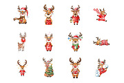 Quirky Funny Christmas Reindeer PNG, an Illustration by SinaCreation (Thumbnail 2 of 7)