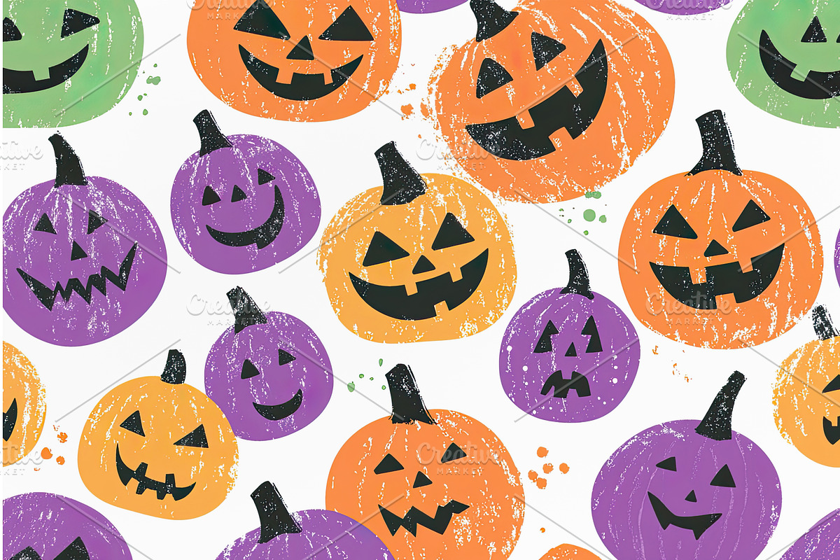 Halloween pattern with purple and, a Texture Illustration by Lermont51