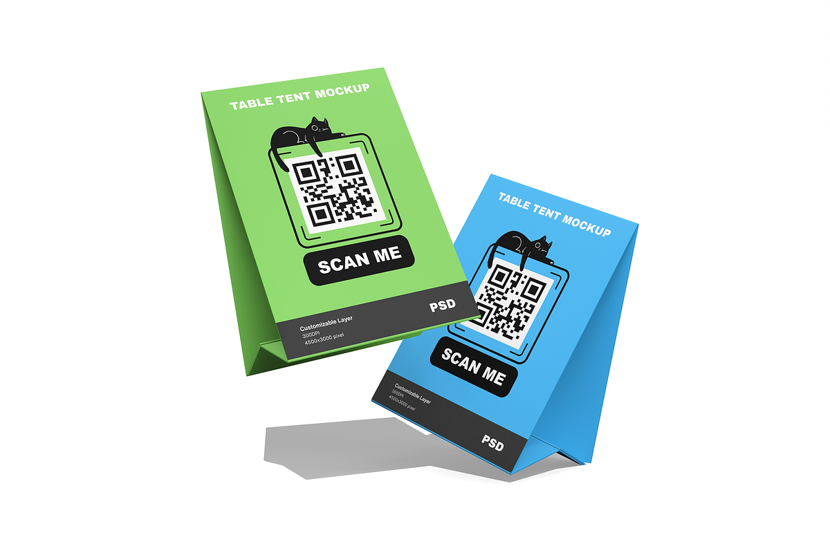 QR Code Table Tent Mockup, an Advertising Mockup by DSNA Mockup (Photo 3 of 3)