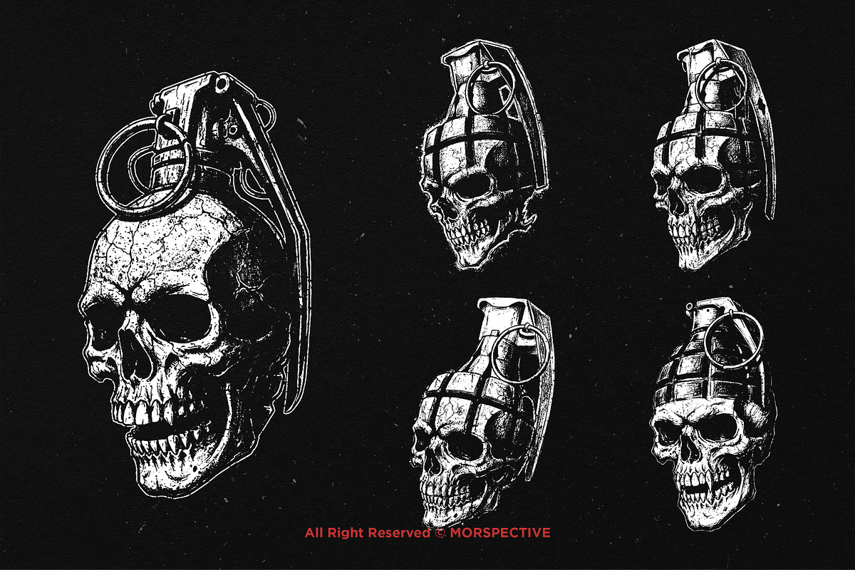 10 Bundle Dark Art Grenade Skull Bom, an Illustration by Morspective (Photo 5 of 7)