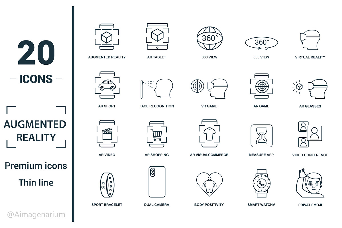Augmented Reality Line Icon Set, an Object Graphic by Aimagenarium@gmail.com (Photo 1 of 3)