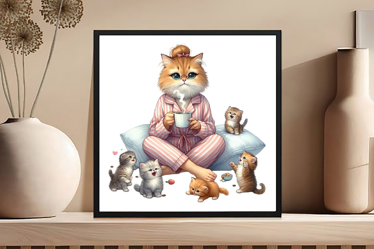 Funny Cat Mother's Day Clipart, an Animal Illustration by DreamCafeArt (Photo 5 of 6)