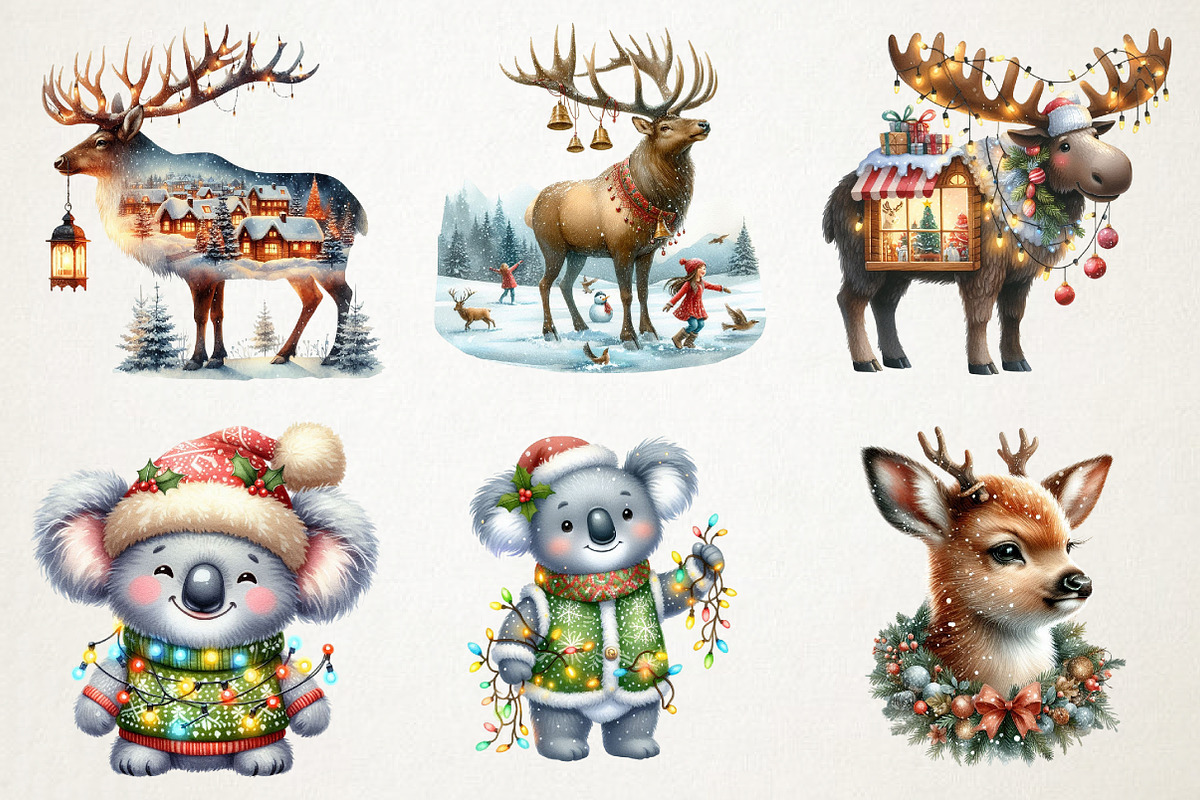Double Exposure Christmas Animals Cl, an Illustration by RobertsArt (Photo 7 of 7)