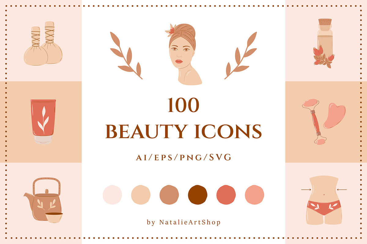 Beauty & Spa Color Icon Set, a Solid Icon by NatalieArtShop (Photo 1 of 11)