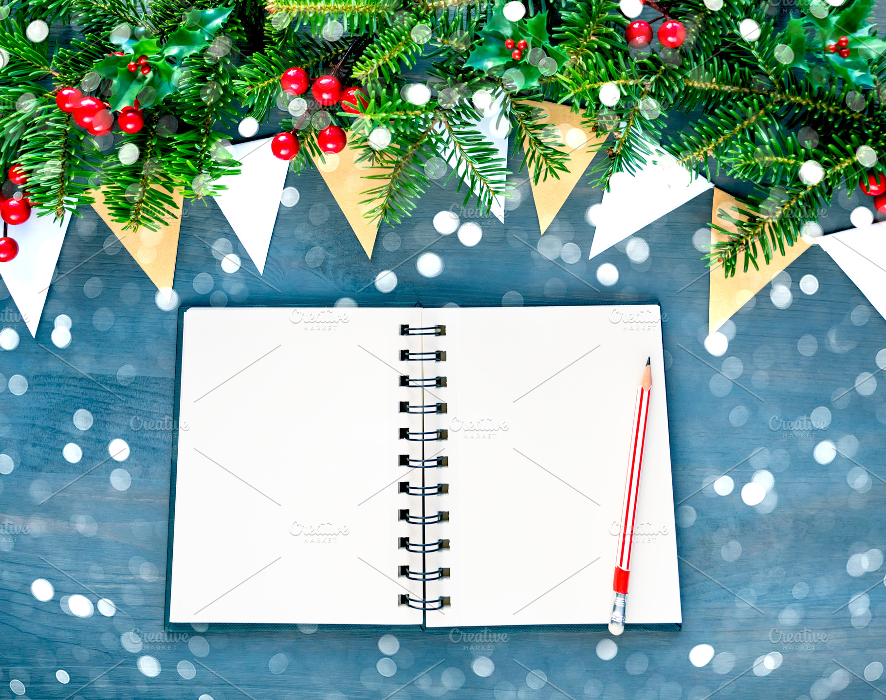 Top view of Christmas background, a Holiday Photo by MarBom