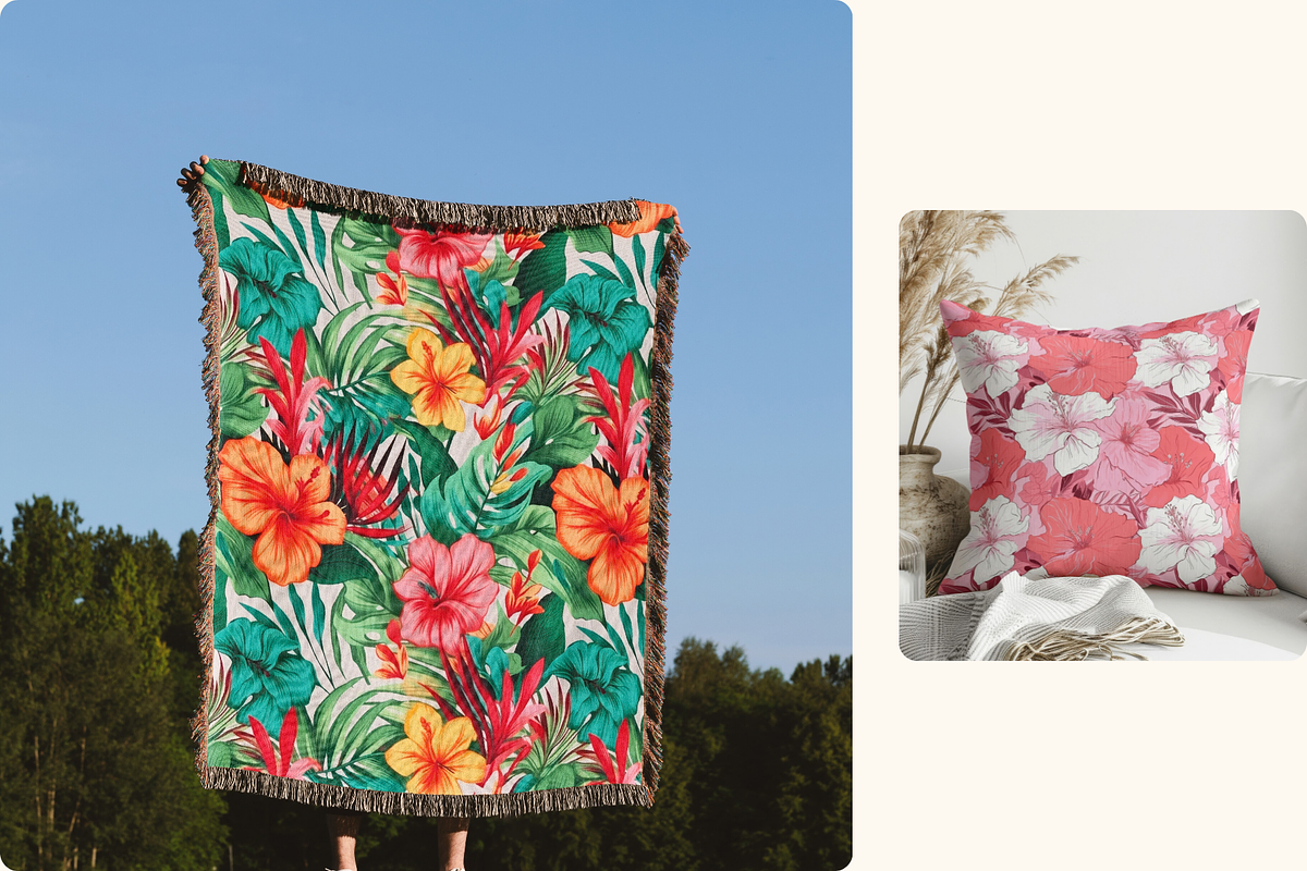 Coral Lagoon Hibiscus Florals, a Pattern Graphic by Ninterints (Photo 7 of 10)