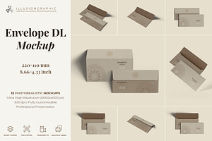 Envelope DL Mockup - 12 Views