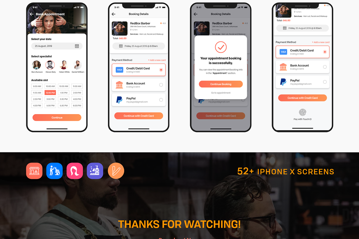 Barber Haircut, Salon & Beauty UI KI, an App Template by UX Design Master (Photo 14 of 14)