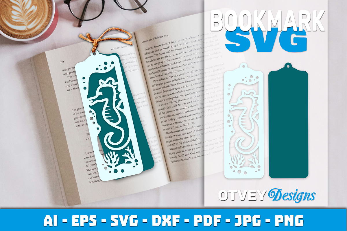Sea Animals Bookmark Paper Cut, an Animal Illustration by OTVEY DESIGN (Photo 8 of 13)