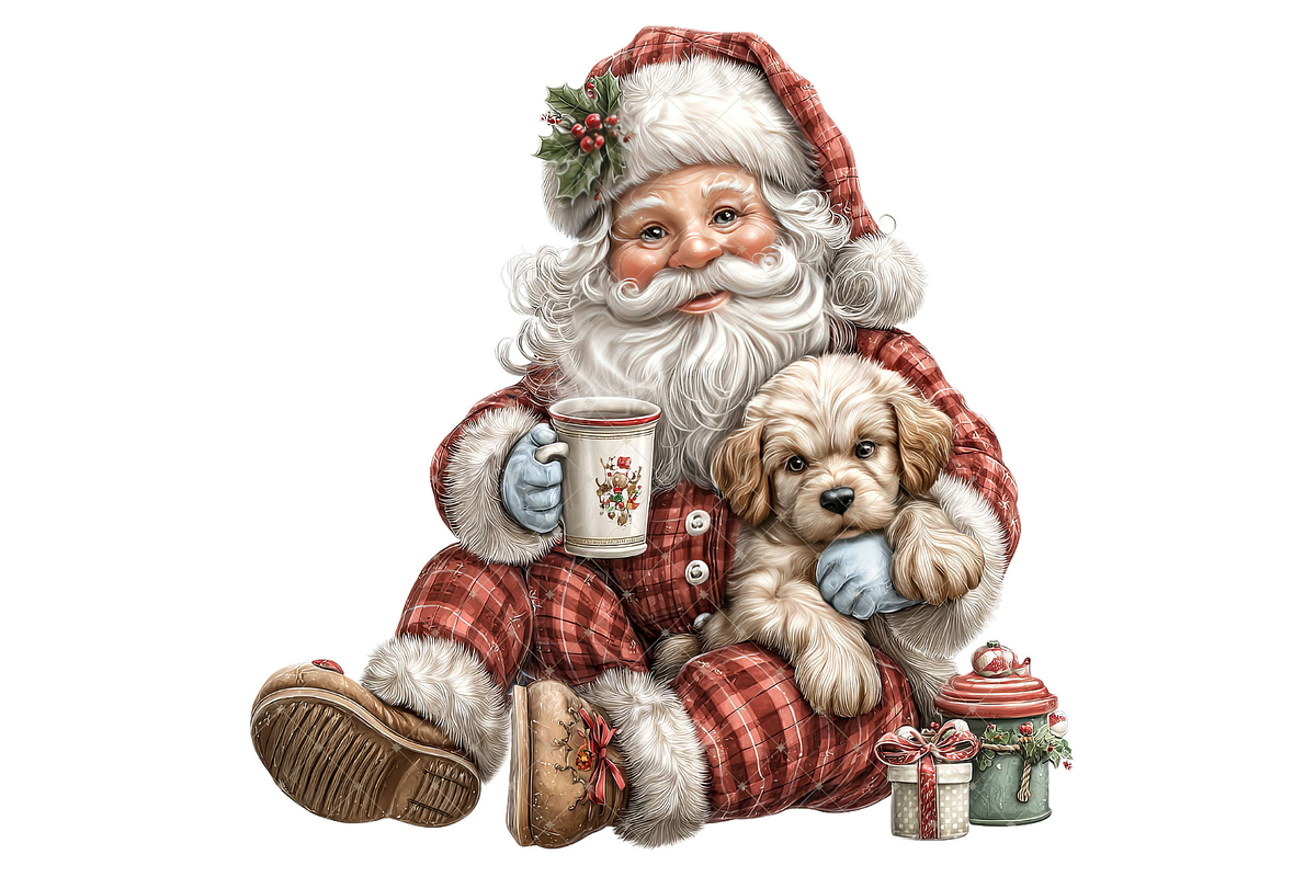 Santa With Dog Clipart PNG, a Seasonal Illustration by Memories By Lea (Photo 6 of 19)