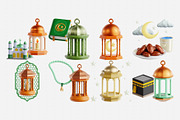 Ramadan Lantern 3D Icon Set, an Object 3D Model by Eklip Studio (Thumbnail 2 of 3)