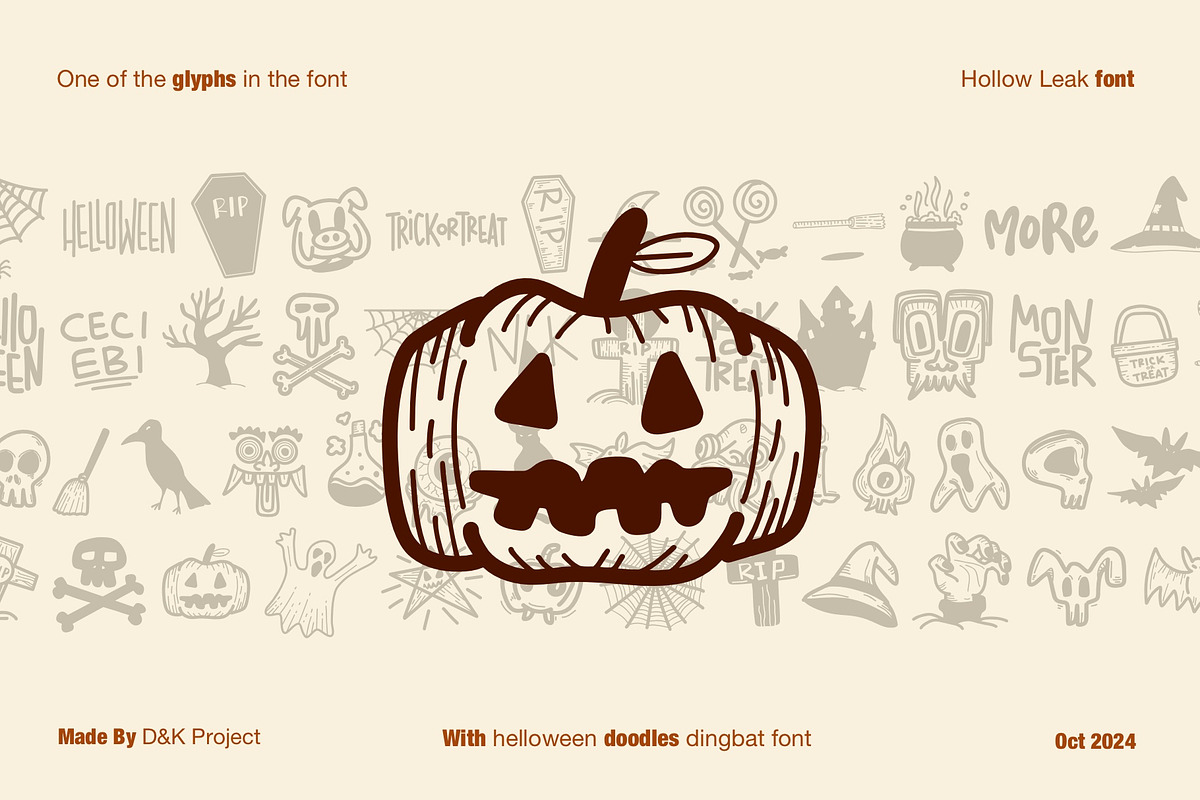 Hollow Leak Font and Dingbat, a Sans Serif Font by D&K Project (Photo 2 of 11)