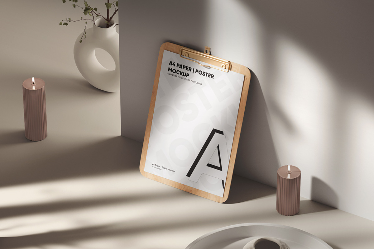 Clipboard With A4 Poster Mockup, a Books & Magazine Mockup by WebAndCat (Photo 9 of 12)