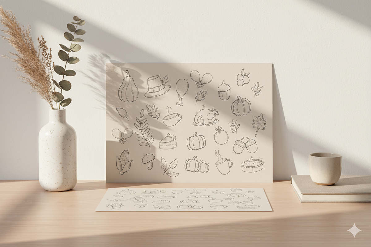 Thanksgiving Hand Draw Illustration, an Illustration by lanterby Illustration (Photo 3 of 8)