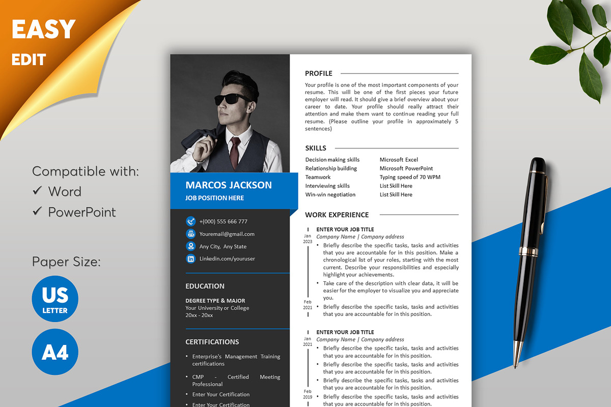 ATS Resume CV Word & PowerPoint - 17, a Resume Template by MrCam Template Resume|CV (Photo 1 of 7)