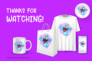 Cute cartoon ghost. Tshirt, PNG., a Person Illustration by KENO Mascots (Thumbnail 9 of 9)