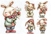 Whimsical Spring Bunny Clipart, a Seasonal Illustration by HueNestify (Thumbnail 3 of 3)
