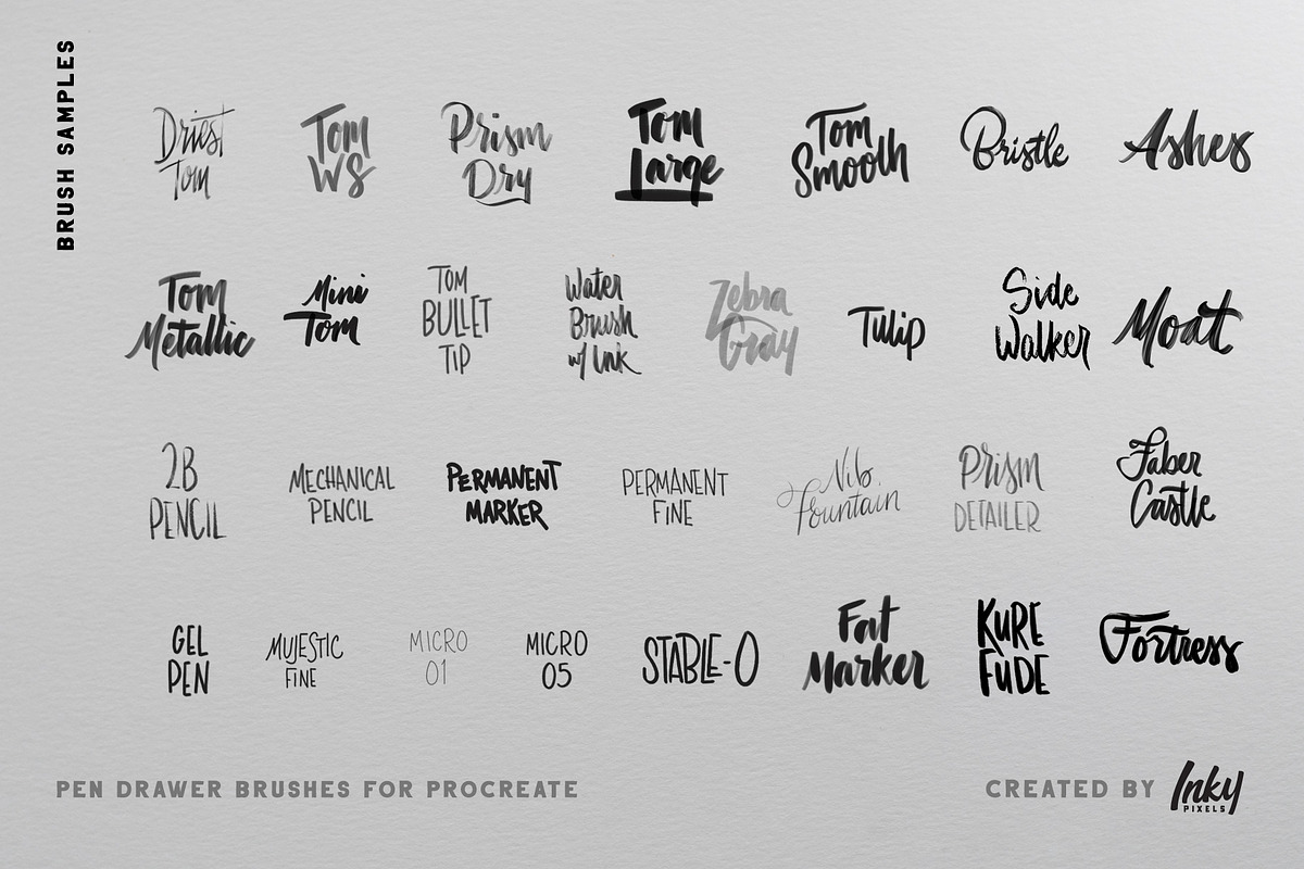 Pen Drawer Procreate Brush Set, a Brush Add-On by Inky Pixels (Photo 4 of 7)