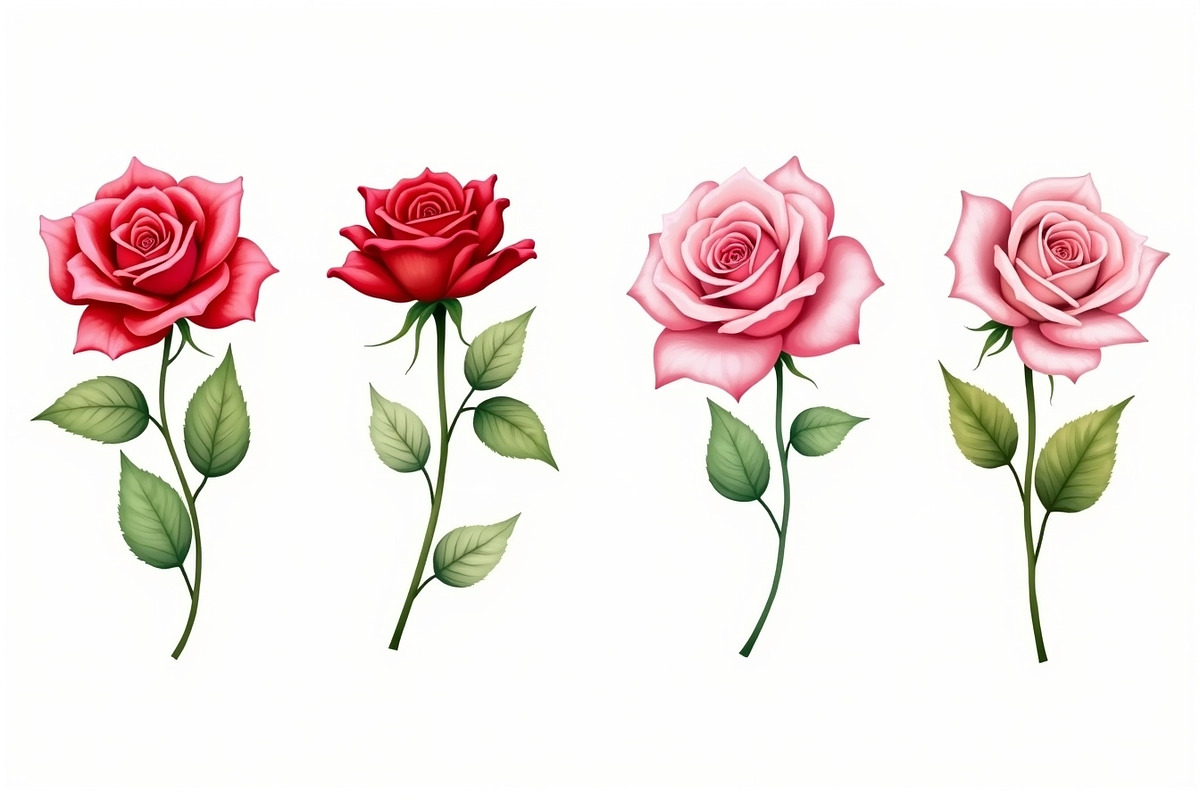 Romantic Watercolor Rose Clipart Set, an Illustration by hafijul (Photo 4 of 12)