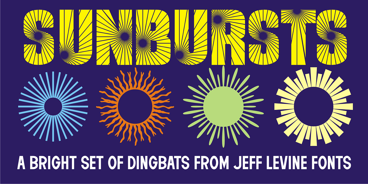 Sunbursts JNL, a Symbol Font by Jeff Levine Fonts