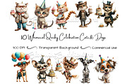 10 Whimsical Quirky Cat Dog Clipart, an Animal Illustration by Art Paradise Studios (Thumbnail 1 of 6)