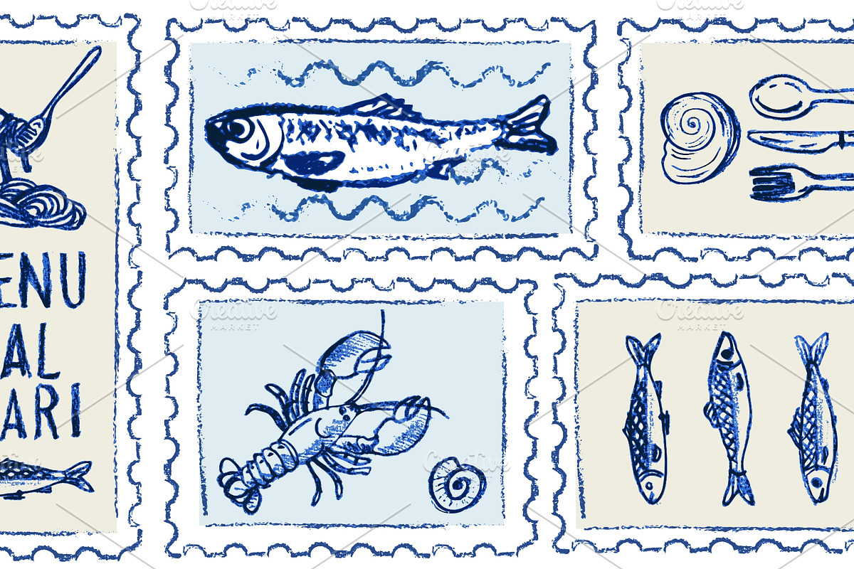 Hand drawn Amalfi coast postage, a Food Illustration by Zimages (Photo 2 of 3)